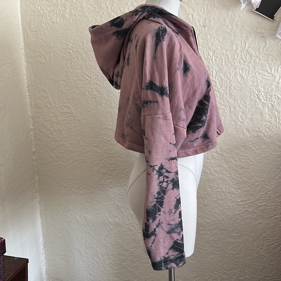 Pretty Little Thing Mauve Pink Black Cropped Zip Up Hoodie Sweatshirt 10 - Picture 6 of 9